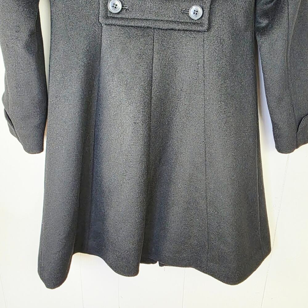 Lauren Ralph Lauren Wool Blend Coat 2P Black Faux Fur Collar Old Money Long - Picture 8 of 12